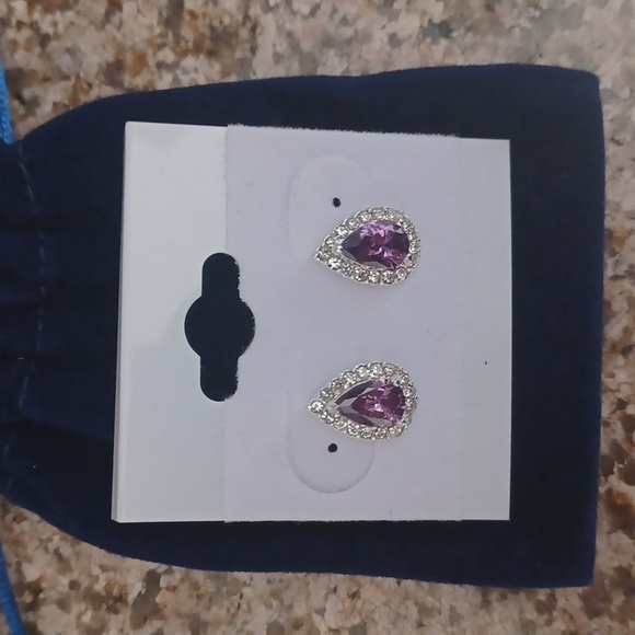NEW Swarovski Crystal Amethyst Teardrop Earrings with a Dust Bag - Picture 3 of 3